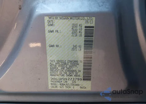 2014 Nissan Altima 2.5 S from USA, damaged, VIN 1N4AL3AP1EN223799